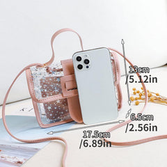 Sequins Star Crossbody Bag PVC Handbag Waterproof Square Purse