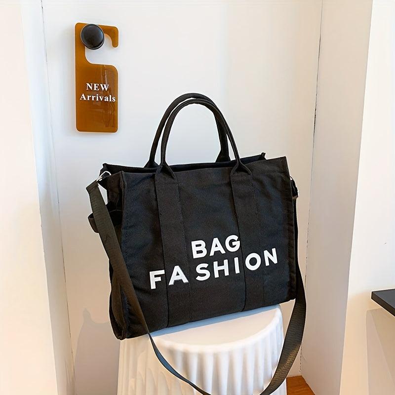 Letter Graphic Canvas Tote Bag Women's Handbag