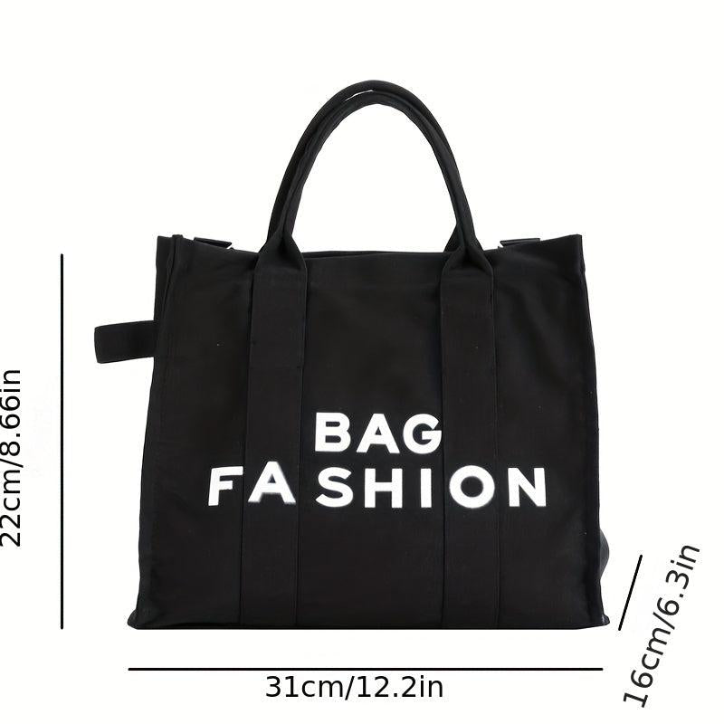 Letter Graphic Canvas Tote Bag Women's Handbag