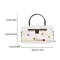 Metal Chain Crossbody Handbag Transparent Box Purse Shoulder Bag