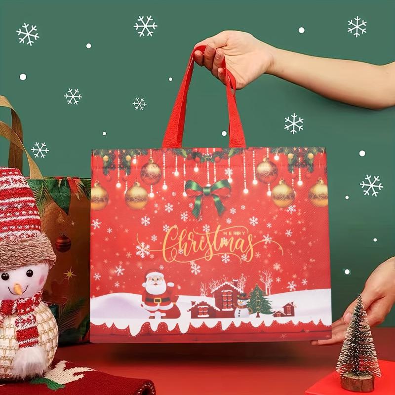 4 Pcs Christmas Tote Bags Reusable Non Woven Shopping Bags