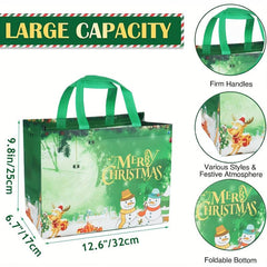 4 Pcs Christmas Tote Bags Reusable Non Woven Shopping Bags