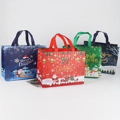 4 Pcs Christmas Tote Bags Reusable Non Woven Shopping Bags