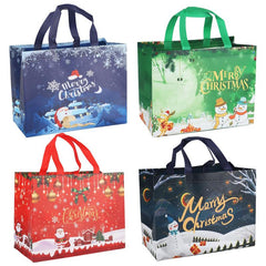 4 Pcs Christmas Tote Bags Reusable Non Woven Shopping Bags