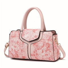 Vintage Line Flower Pattern Handbag Satchel Bag Large Capacity