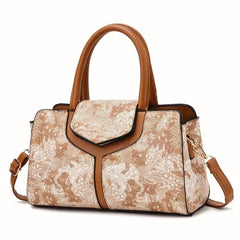 Vintage Line Flower Pattern Handbag Satchel Bag Large Capacity