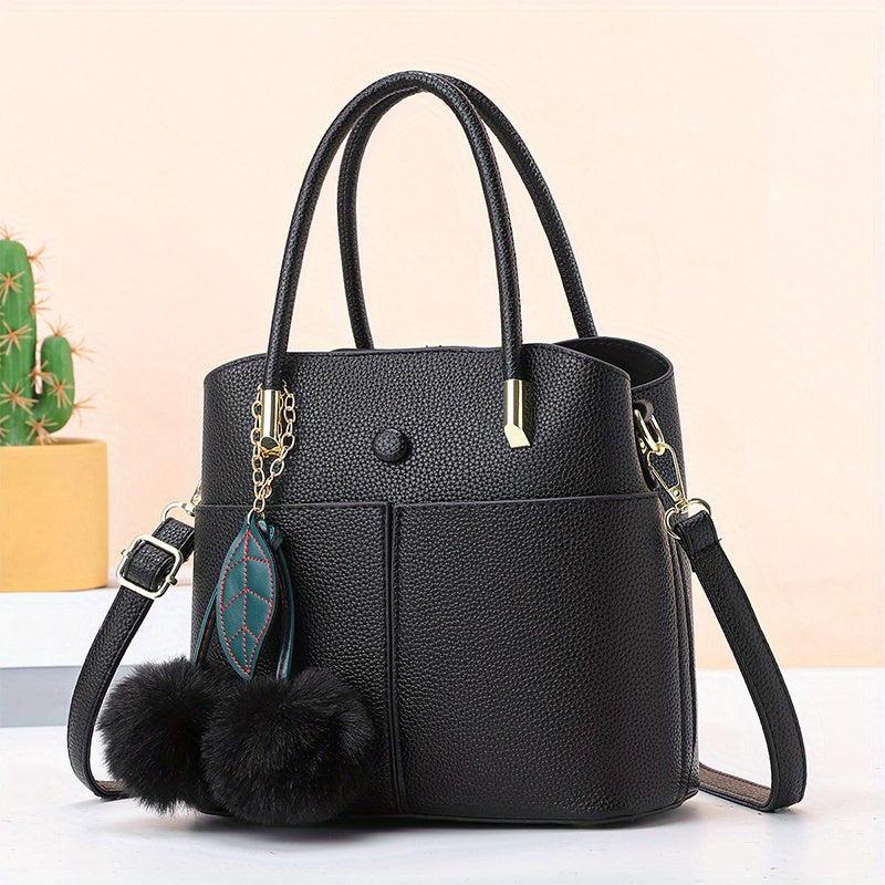 PU Leather Top Handle Satchel Crossbody Tote Bag