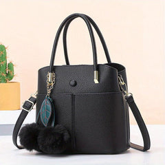 PU Leather Top Handle Satchel Crossbody Tote Bag