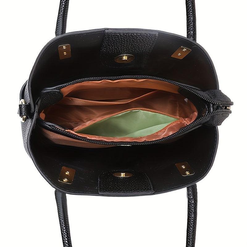 PU Leather Top Handle Satchel Crossbody Tote Bag