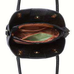 PU Leather Top Handle Satchel Crossbody Tote Bag