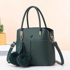 PU Leather Top Handle Satchel Crossbody Tote Bag
