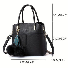 PU Leather Top Handle Satchel Crossbody Tote Bag