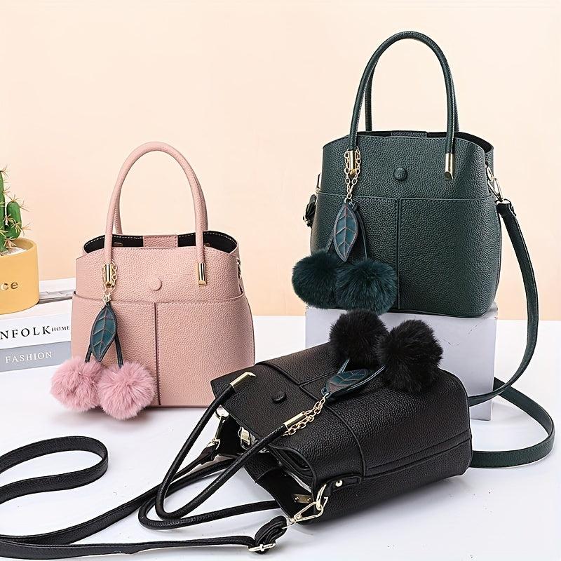 PU Leather Top Handle Satchel Crossbody Tote Bag