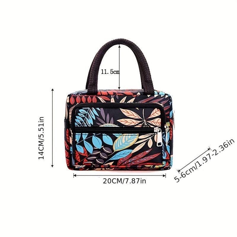 Vintage Flower Pattern Square Satchel Bag Zipper Handbag