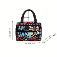 Vintage Flower Pattern Square Satchel Bag Zipper Handbag