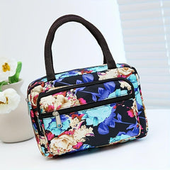 Vintage Flower Pattern Square Satchel Bag Zipper Handbag