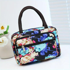 Vintage Flower Pattern Square Satchel Bag Zipper Handbag