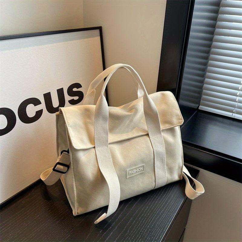 Large Capacity Shoulder Bag Solid Preppy School Books Storage Crossbody Bag