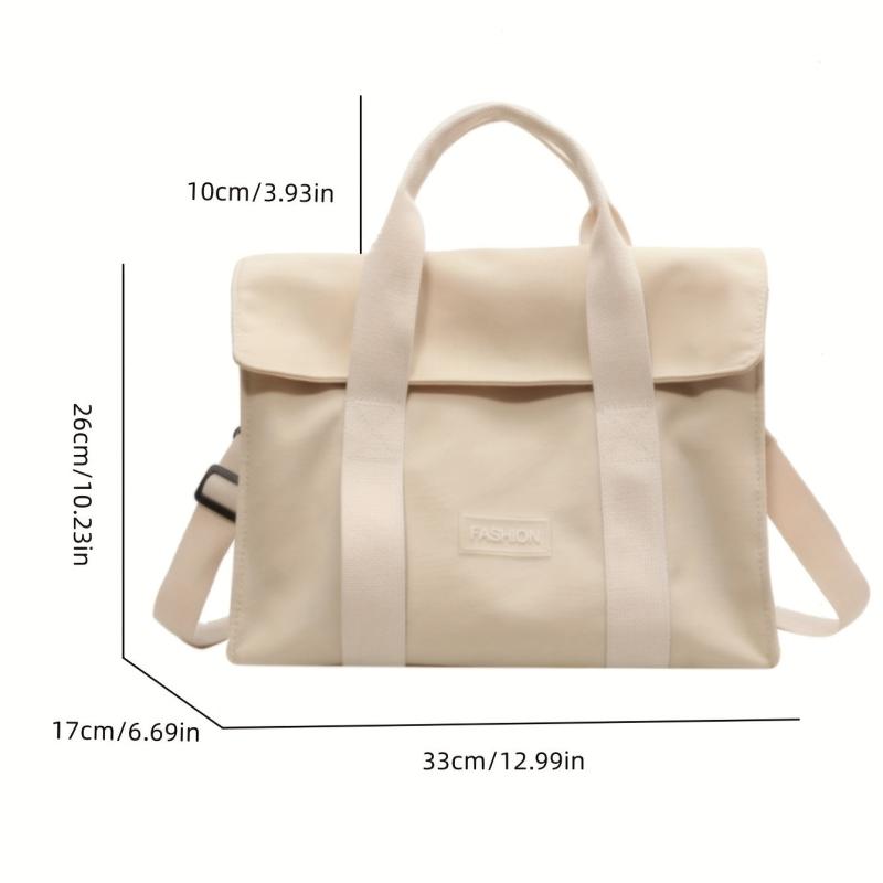 Large Capacity Shoulder Bag Solid Preppy School Books Storage Crossbody Bag
