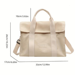 Large Capacity Shoulder Bag Solid Preppy School Books Storage Crossbody Bag