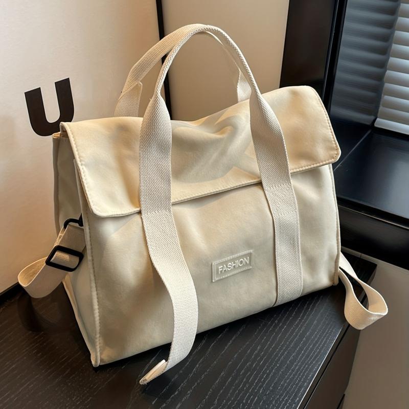 Large Capacity Shoulder Bag Solid Preppy School Books Storage Crossbody Bag