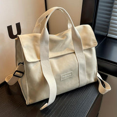 Large Capacity Shoulder Bag Solid Preppy School Books Storage Crossbody Bag