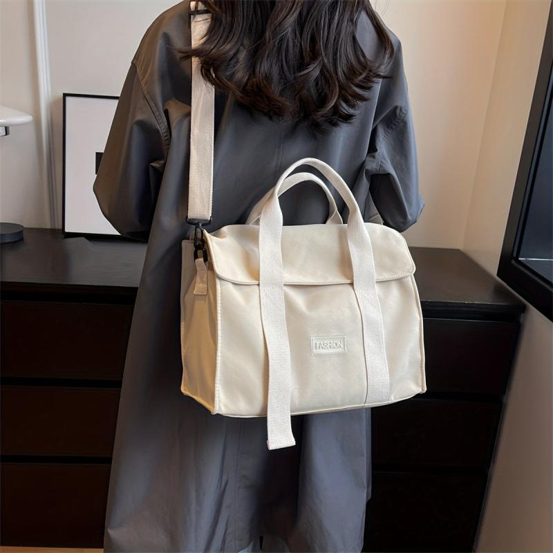 Large Capacity Shoulder Bag Solid Preppy School Books Storage Crossbody Bag