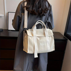 Large Capacity Shoulder Bag Solid Preppy School Books Storage Crossbody Bag