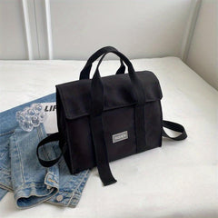 Large Capacity Shoulder Bag Solid Preppy School Books Storage Crossbody Bag