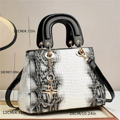 Snakeskin Pattern Tote Bag Crossbody Satchel Purse