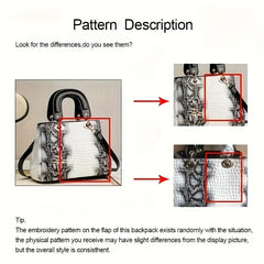 Snakeskin Pattern Tote Bag Crossbody Satchel Purse