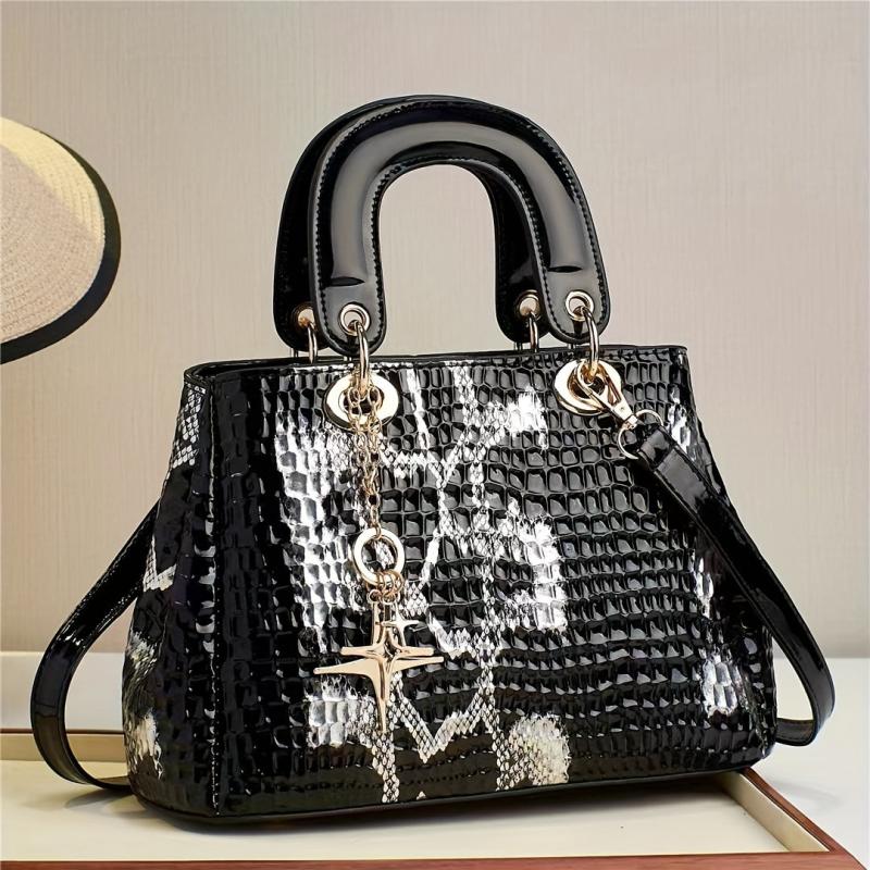 Snakeskin Pattern Tote Bag Crossbody Satchel Purse