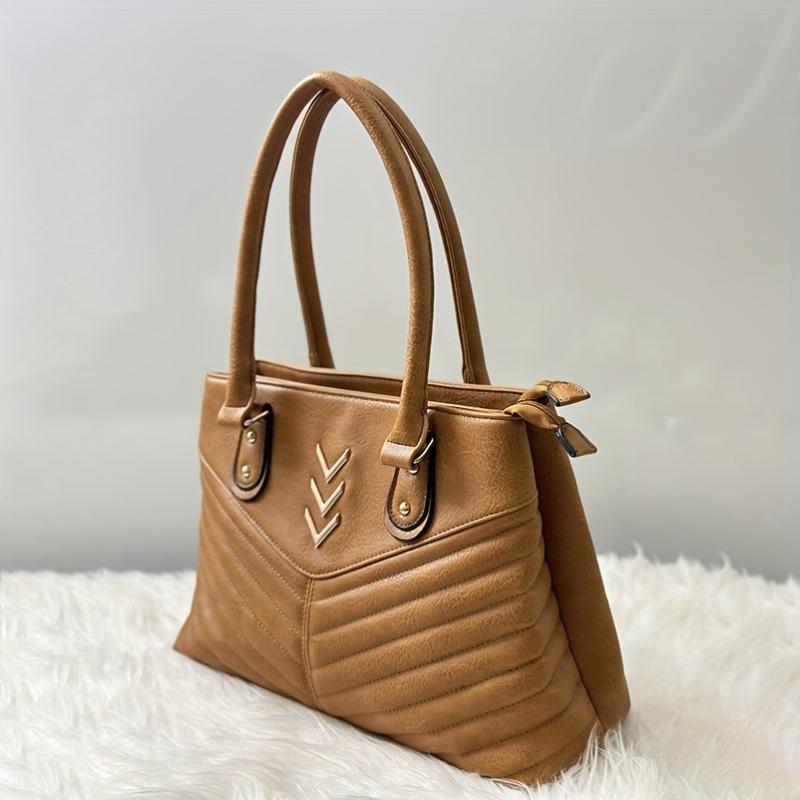 Vintage Quilted Satchel Bag Classic Handbag Zipper Bag For Women
