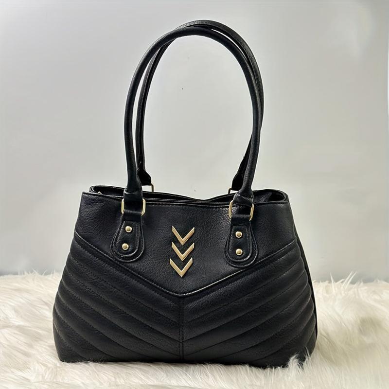 Vintage Quilted Satchel Bag Classic Handbag Zipper Bag For Women