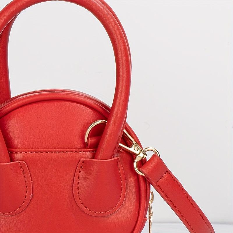 Textured Leather Crossbody Round Bag
