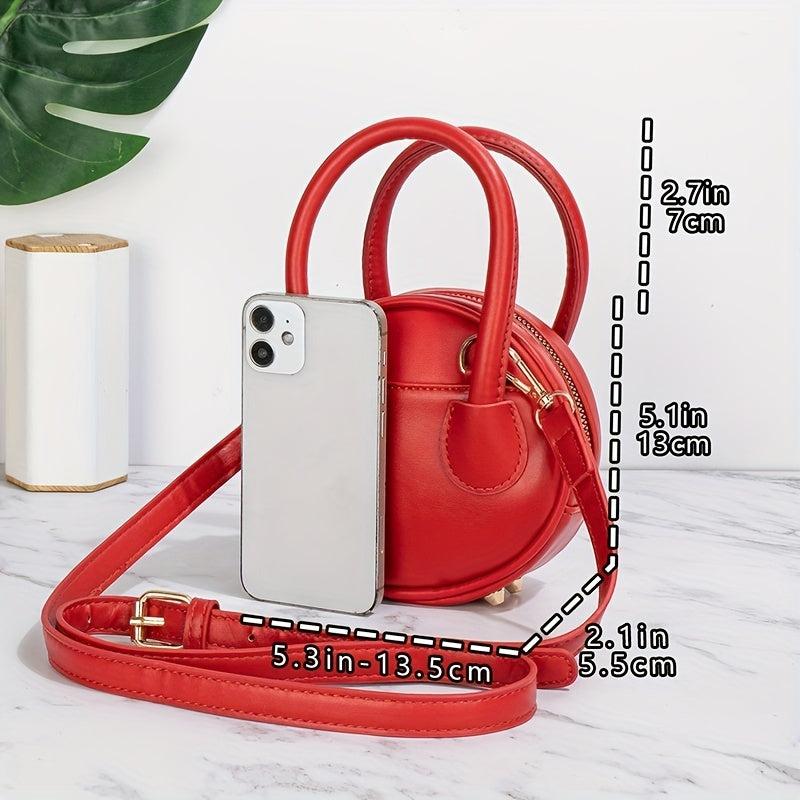 Textured Leather Crossbody Round Bag