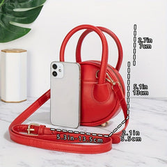 Textured Leather Crossbody Round Bag