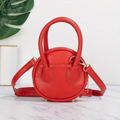 Textured Leather Crossbody Round Bag