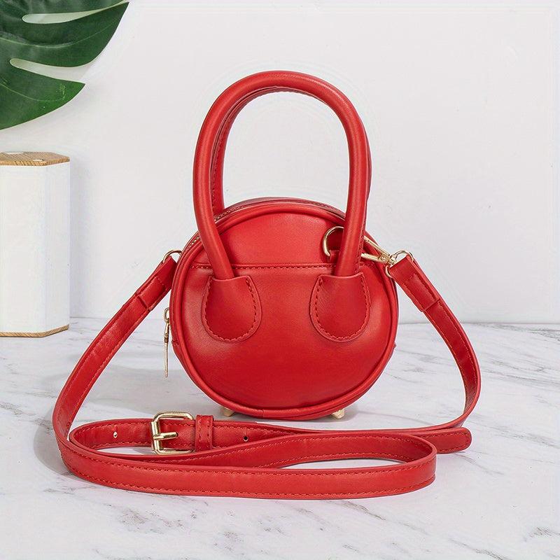 Textured Leather Crossbody Round Bag