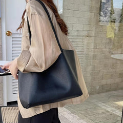 Minimalist Solid Tote Bag Large Capacity Shoulder Bag