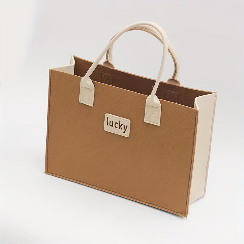 Letter Patched Tote Bag Large Capacity Satchel Bag For Women