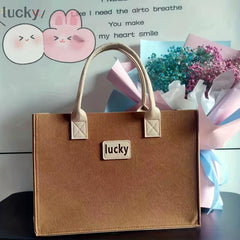 Letter Patched Tote Bag Large Capacity Satchel Bag For Women