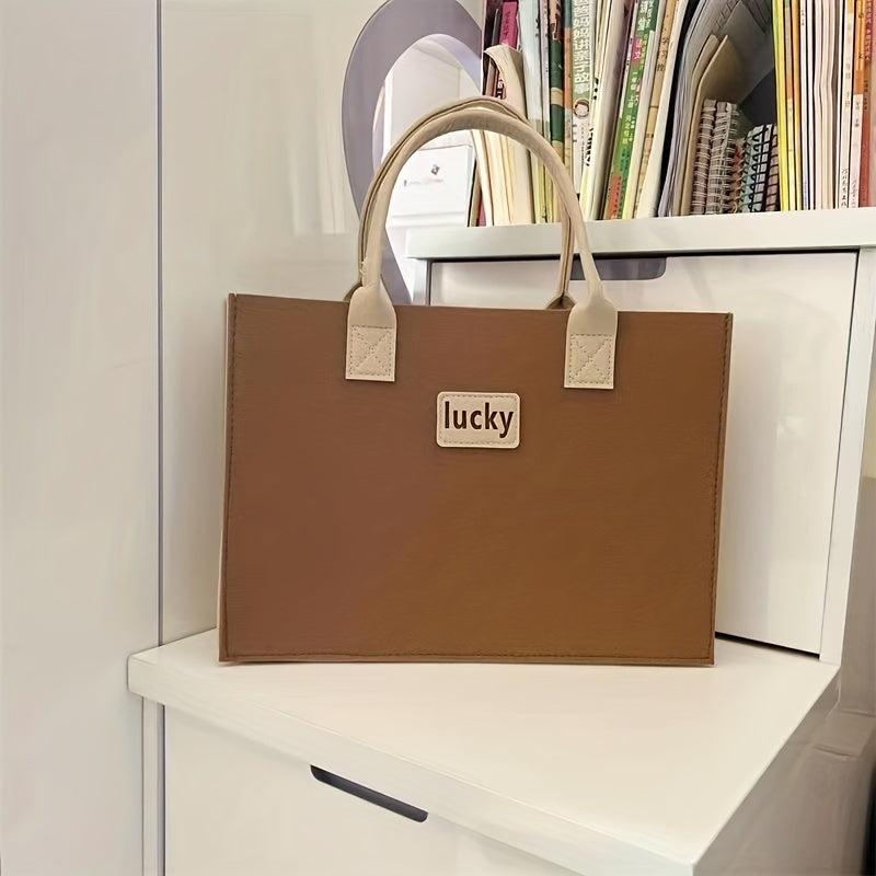Letter Patched Tote Bag Large Capacity Satchel Bag For Women