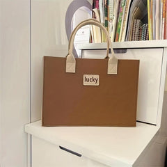 Letter Patched Tote Bag Large Capacity Satchel Bag For Women