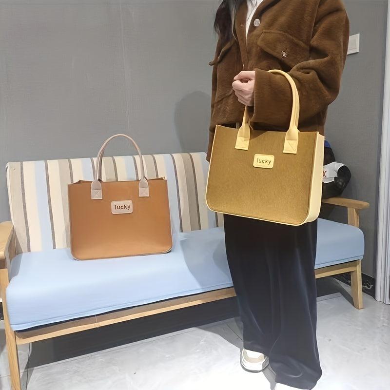 Letter Patched Tote Bag Large Capacity Satchel Bag For Women