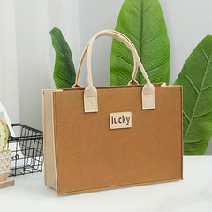 Letter Patched Tote Bag Large Capacity Satchel Bag For Women