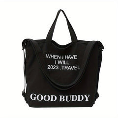 Canvas Tote Bag Letter Print Crossbody Backpack