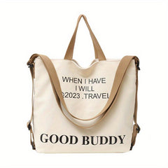 Canvas Tote Bag Letter Print Crossbody Backpack