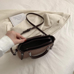 Vintage Geometric Crossbody Bag Retro PU Shoulder Tote Classic Handbag