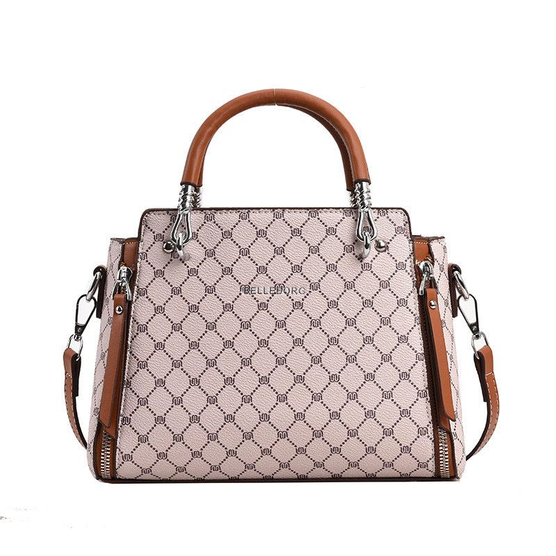 Vintage Geometric Crossbody Bag Retro PU Shoulder Tote Classic Handbag